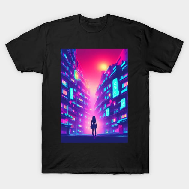 Japan Neon City Lights T-Shirt by jodotodesign